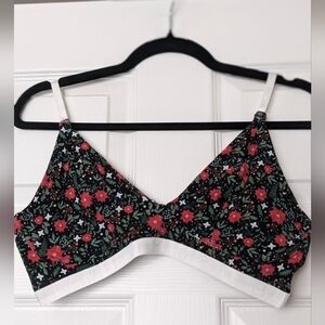 NWT Bamboo Underwear Bralette Cottagecore Floral Sz L Trangle No Wire Soft